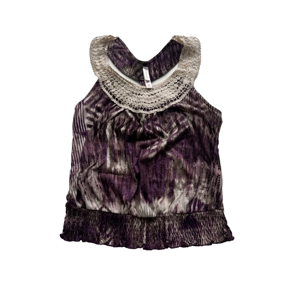 Xhilaration Cropped Women's Tank Top XS Knit Lace Summer Festival Beach Boho